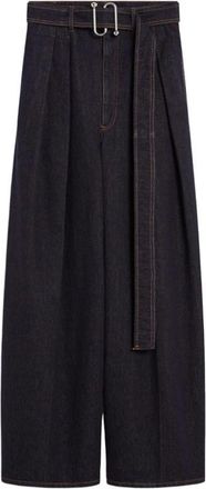 Sportmax Hoge taille wijde pijp denim broek - Dames - Wijde Broeken - Blauw - XS - Denim - Broeken