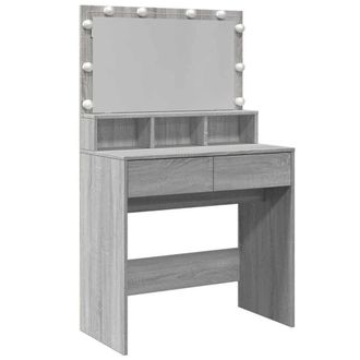 Berkfield Home Dressing Table with LED Grey Sonoma 80x41x134.5 cm
