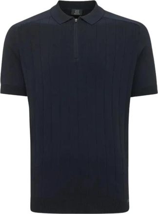 Genti Polo Rib Zip - Heren - Polos - Blauw - M - Tops