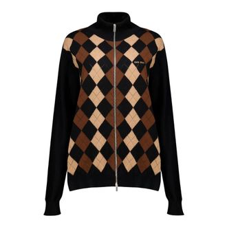 Miu Miu Checked Cashmere Cardigan - Dames - Truien - Veelkleurig - Maat: XS Kasjmier