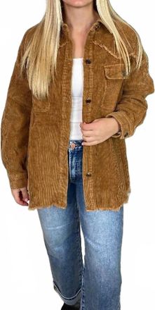 Entro Washed Corduroy Shacket In Camel