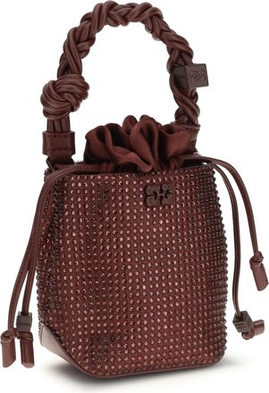 Ganni Womens Mini Bou Buckle Bag Burgundy Recycled Polyester Handbags Hand