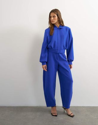 Topshop pantaloni sartoriali a gamba bombata blu