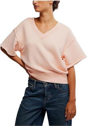 Free People So Easy Sweatshirt Womens T Shirt Tropical Peach : MD (Womens 8-10), Cotton