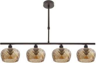 Fabrilamp Fabrilamp - Lampara Estela 4xe14 Marron Regx75x13 Cm C/tulipas Cristal Tallado Ambar