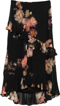 Zimmermann Zwart Bloemenprint Gelaagde Rok - Dames - Midirokken - Veelkleurig - S - Rokken