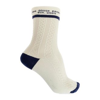 Golden Goose Socks, female, Beige, Size: M Socks with Decorative Weave