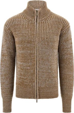 Ferragamo Ribgebreid vest en hoge hals - Bruin