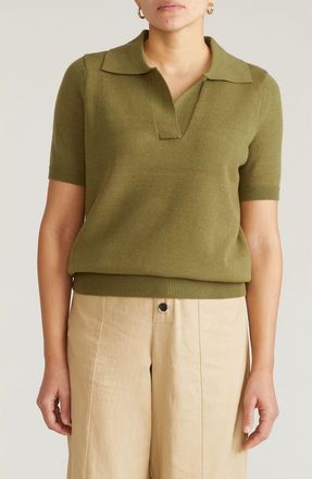 Universal Standard Short Sleeve Sweater in Olive Leaf Green at Nordstrom, Size Xs