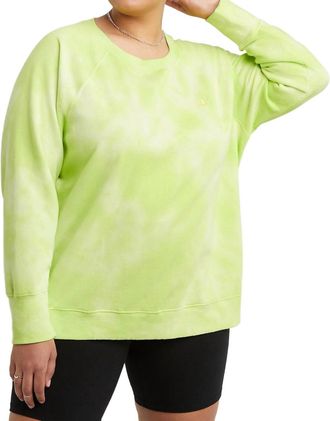 Champion Crush Dye Fleece Crew In Sweet Green