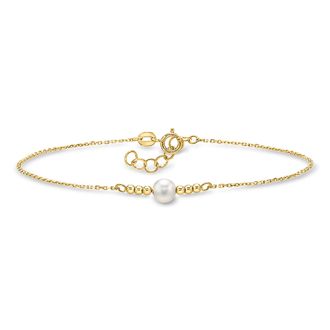 RS Pure by Ross-Simons Italian 4.5mm Cultured Pearl and Bead Bracelet in 14kt Yellow Gold