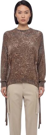 Stella McCartney Gold Embellished Crew Neck Sweater