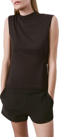 Mango Side Gather Mock Neck Sweater Vest in Chocolate at Nordstrom, Size Xx-Small