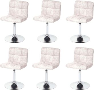 Hhg Hhg - Lote De 6 Sillas De Comedor Kavala, Silla Giratoria, Imitaci&oacute;n Ante Cromado, Vintage Gris Claro