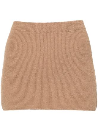 Aya Muse Agos knitted miniskirt - women - Spandex/Elastane/Polyamide/Cotton - L - Brown