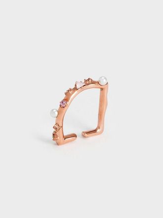 Charles & Keith Pearl & Crystal-Embellished Ring