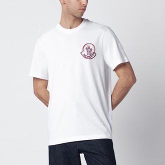Moncler White cotton T-shirt with logo print
