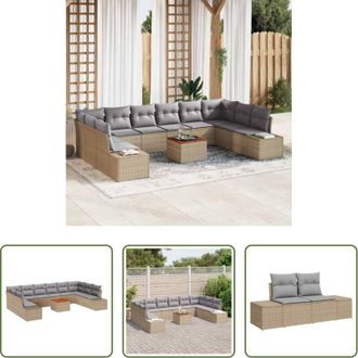 vidaXL Set di mobili da esterno - Set Divano da Giardino 11 pcs beige e grigio chiaro