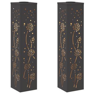 vidaXL Luz De Camino Led Solar 2 Pcs Negro Acero Laminado En Fr&iacute;o Vidaxl