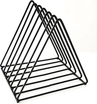 OEM Organizador De Escritorio Triangular, Revistero Met&aacute;lico, 6 Compartimentos, Organizador De Discos De Vinilo, Archivador De Oficina, Negro