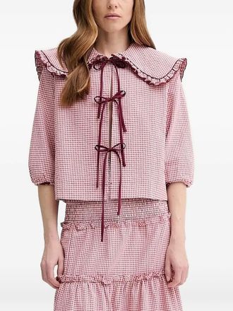 Alohas Airi gingham ruffled blouse - women - Polyester/Cotton - S - Red