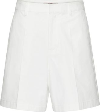 Valentino Garavani V-detail canvas bermuda shorts - men - Spandex/Elastane/Cupro/Cotton - 46 - White