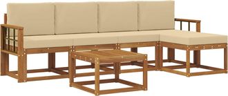 vidaXL Conjunto De Sof&aacute;s De Exterior 6 Uds. Natural Y Beige Vidaxl