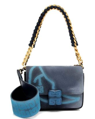 Givenchy Blue Canvas X Chito Graffiti Effect 4G Small Shoulder Bag (Authentic Pre-Loved)