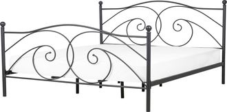 Beliani Beliani - Cama Con Somier De Metal Negro Con Marco Decorado 140 X 200 Cm Estilo Moderno Y Minimalista Dinard