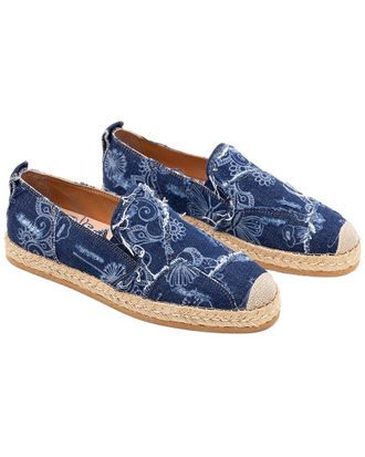Hogan Denim Floral Print Fabric Espadrille