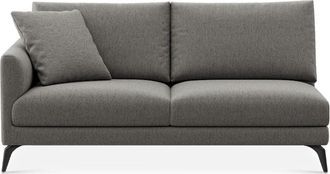 Castlery Lena Left Arm 2 Seater Sofa Customized, Dark Grey Performance Classic Twill, Matte Black Legs, Spill Resistant, Removable Covers for Castlery