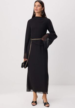 Trendyol Modest Dames Zwart Effen Maxi Lang Stijlvol/Avond Recht Modest Jurken