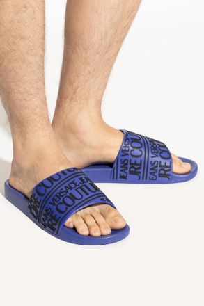 Versace Jeans Couture Slides With Logo, Mens, Navy Blue