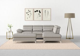 Sit&more Ecksofa »Cabrio L-Form, B: 274 cm, mit Sitztiefen-, Arm- & Kopfteilverstellung« 3 Nierenkissen, Federkern, optional Bettfunktion und Stauraum