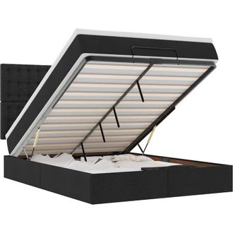 vidaXL Estructura Cama Otomana Colch&oacute;n Tela Negro 140x200cm Vidaxl