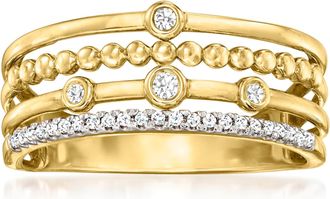 Ross-Simons Bezel-Set Diamond Multi-Row Ring in 14kt Yellow Gold
