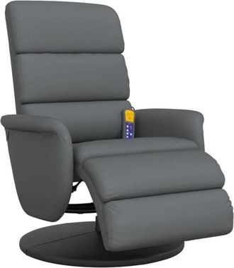vidaXL Sillón reclinable de masaje con reposapiés cuero sintético gris Vidaxl