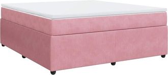 vidaXL Vidaxl - Cama Box Spring Con Colch&oacute;n Terciopelo Rosa 180x200 Cm