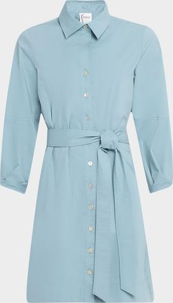 Finley Milo Tie-Waist Weathercloth Mini Shirtdress