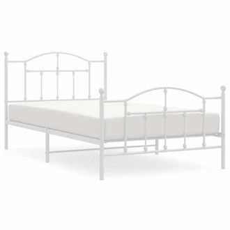 Berkfield Home Metal Bed Frame with Headboard & Footboard White 100x200 cm