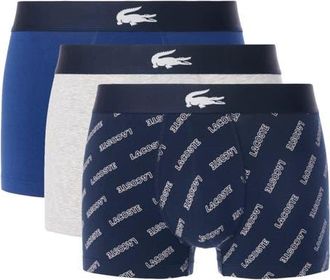 Lacoste Core Graphics Assorted 3-Pack Stretch Cotton Boxer Briefs in Bck Navy Blue/White-Silver at Nordstrom, Size Xx-Large