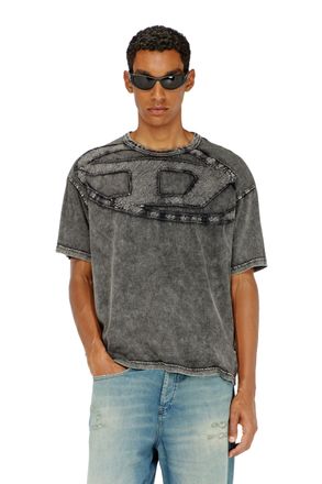 Diesel Relaxed cotton T-shirt with Oval D applique - T-Shirts - Man - Black