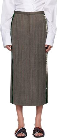 Dries Van Noten Sandora Embroidered Skirt In Grey Melange
