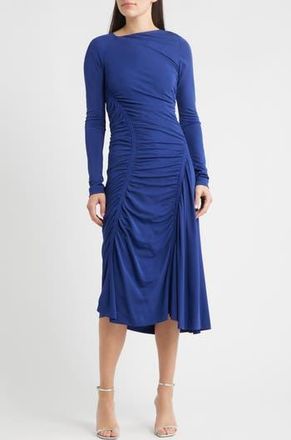 BOSS Ruched Long Sleeve Dress in Sodalite at Nordstrom Rack, Size X-Large