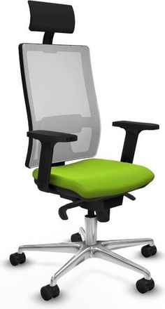 Piqueras y Crespo Piqueras Y Crespo - Horna sincro malla blanca similpiel pistacho brazos 2D base aluminio cabecero fijo ruedas 65mm nailon