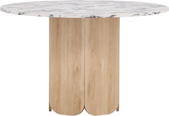 VE DESIGN Runder Design Esstisch Tekla ø 120 cm, Natural/Calacatta