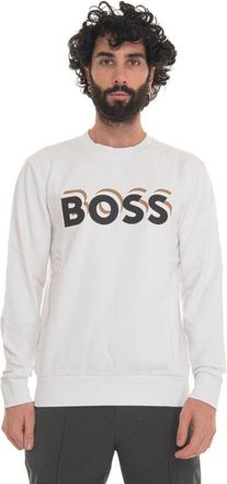 HUGO BOSS Logo Crewneck Sweatshirt Lange Mouw - Heren - Sweatshirts - Wit - L - Katoen - Hoodies & sweatvesten