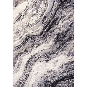 Jonathan Y Designs Kassia Contemporary Glam Abstract Marble Area Rug in Charcoal/cream at Nordstrom, Size 5Ft 0In X 8Ft 0In