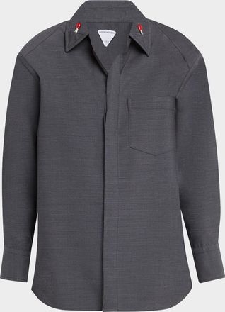 Bottega Veneta Matches-Collar Travel Light Wool Shirt