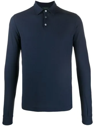 Zanone Poloshirt met lange mouwen - Blauw